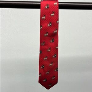 Tommy Hilfiger Red Tie with Repeating Deer Motif
